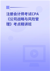 2025年注册会计师考试CPA《公司战略与风险管理》考点精讲班