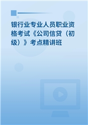 银行业专业人员职业资格考试《公司信贷（初级）》考点精讲班