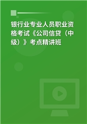 银行业专业人员职业资格考试《公司信贷（中级）》考点精讲班