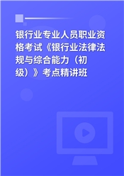 银行业专业人员职业资格考试《银行业法律法规与综合能力（初级）》考点精讲班